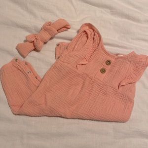 Emily and Oliver Romper with Bow 3-6M